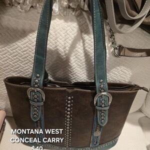 Montana West Brown and Teal Studded Shoulder Bag